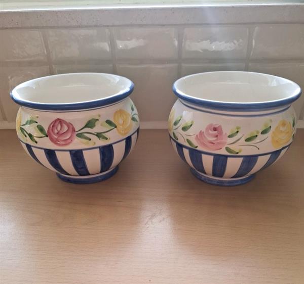 Grote foto 2 handgeschilderde portugese bloempotten tuin en terras bloempotten