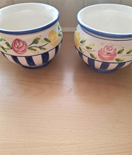 Grote foto 2 handgeschilderde portugese bloempotten tuin en terras bloempotten