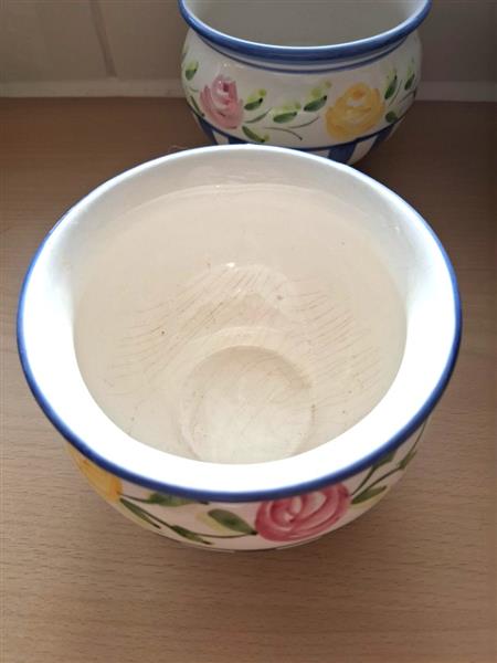 Grote foto 2 handgeschilderde portugese bloempotten tuin en terras bloempotten