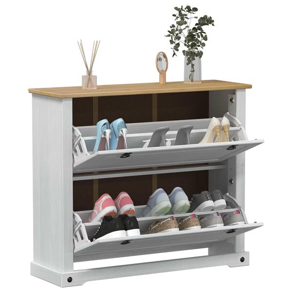 Grote foto vidaxl schoenenkast corona wit 99 x 32 x 85 cm massief grenenhout huis en inrichting overige