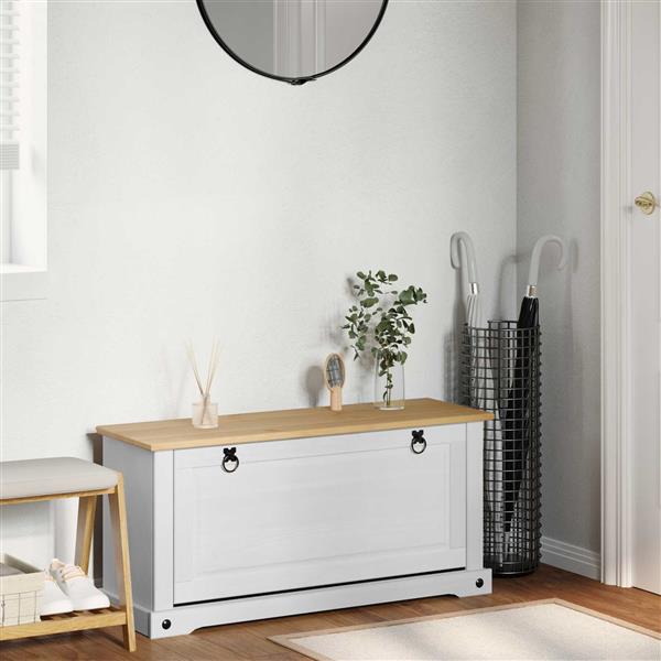 Grote foto vidaxl schoenenkast corona wit 99 x 32 x 49 cm massief grenenhout huis en inrichting overige