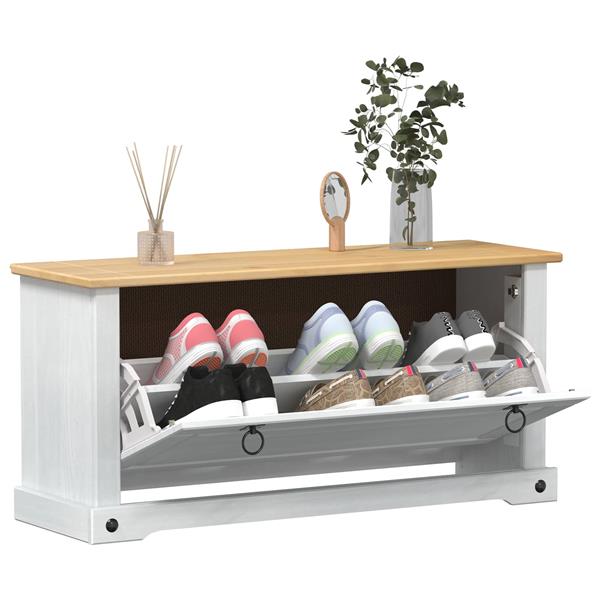 Grote foto vidaxl schoenenkast corona wit 99 x 32 x 49 cm massief grenenhout huis en inrichting overige