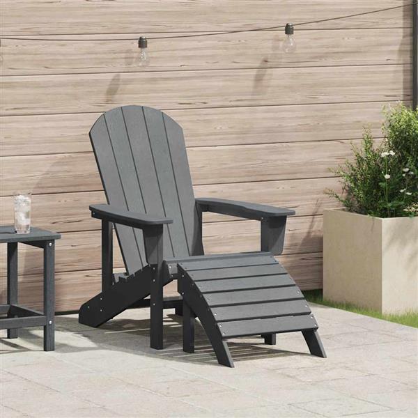 Grote foto vidaxl adirondack stoel lichtgrijs 82 x 74 x 92 cm hdpe tuin en terras tuinmeubelen