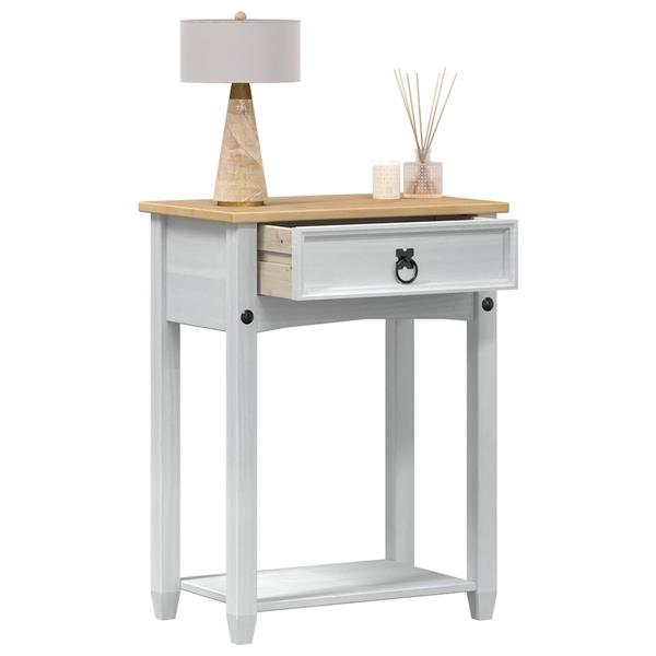 Grote foto vidaxl console tafel met lade wit 55 x 35 x 73 cm massief grenenhout huis en inrichting eettafels
