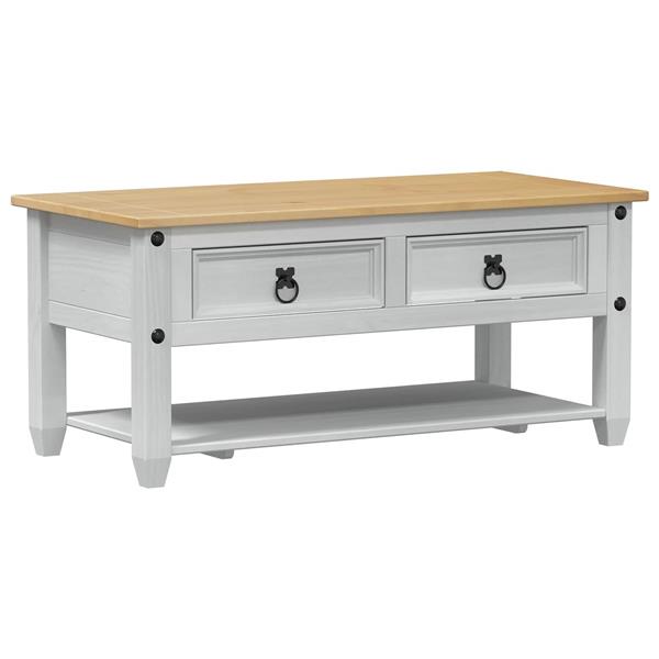 Grote foto vidaxl salontafel met lade wit 100 x 48 x 45 cm massief grenenhout huis en inrichting eettafels