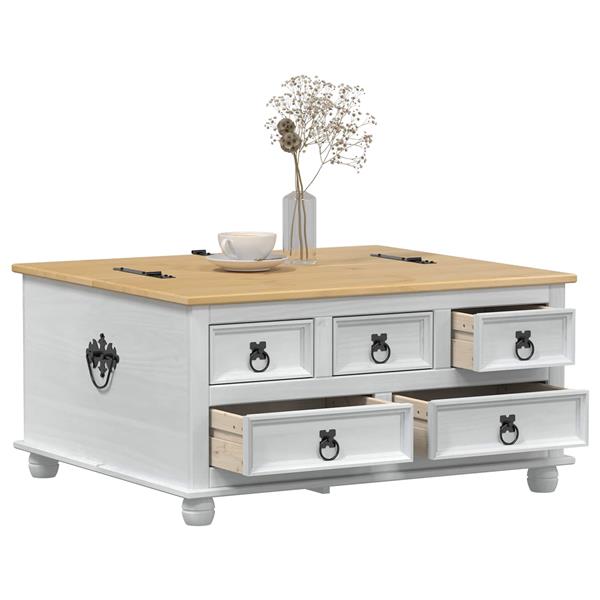 Grote foto vidaxl storage box met lade wit 90 x 78 x 45 cm massief grenenhout huis en inrichting woningdecoratie