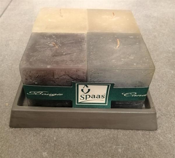 Grote foto grijze kubus kaarsen set op aardewerk houder huis en inrichting kandelaars en kaarsen