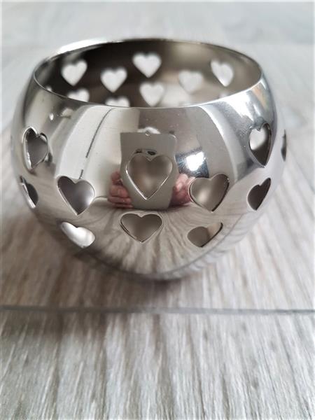 Grote foto 2 verzilverde theelicht houders met hartjes huis en inrichting kandelaars en kaarsen