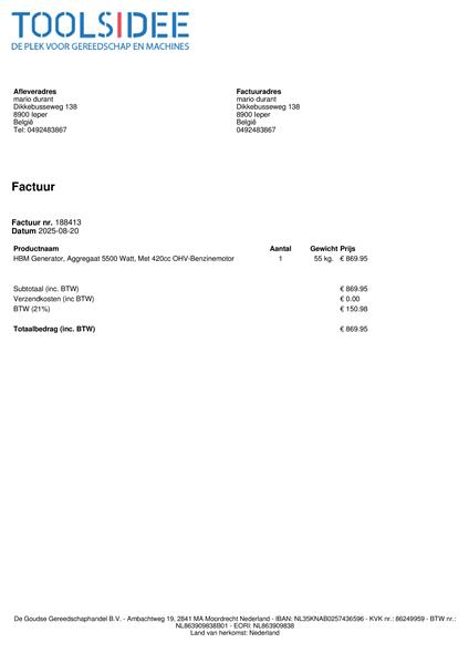 Grote foto stroom aggregaat hbm machines 5500w doe het zelf en verbouw aggregaten