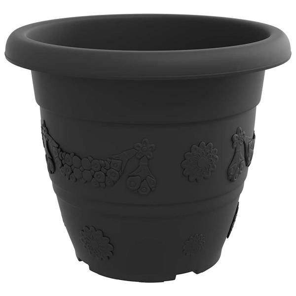 Grote foto vidaxl ronde bloempot 24 pcs zwart 26 x 21.5 cm kunststof tuin en terras overige tuin en terras