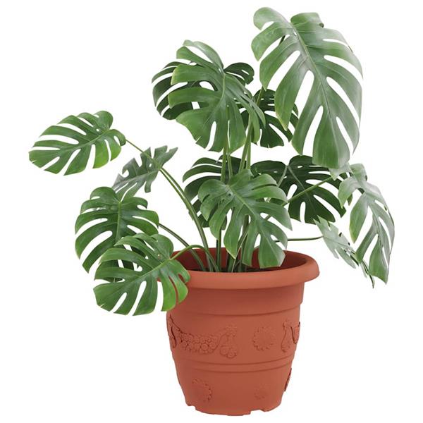 Grote foto vidaxl ronde bloempot 24 pcs baksteenrood 34 x 28 cm kunststof tuin en terras overige tuin en terras