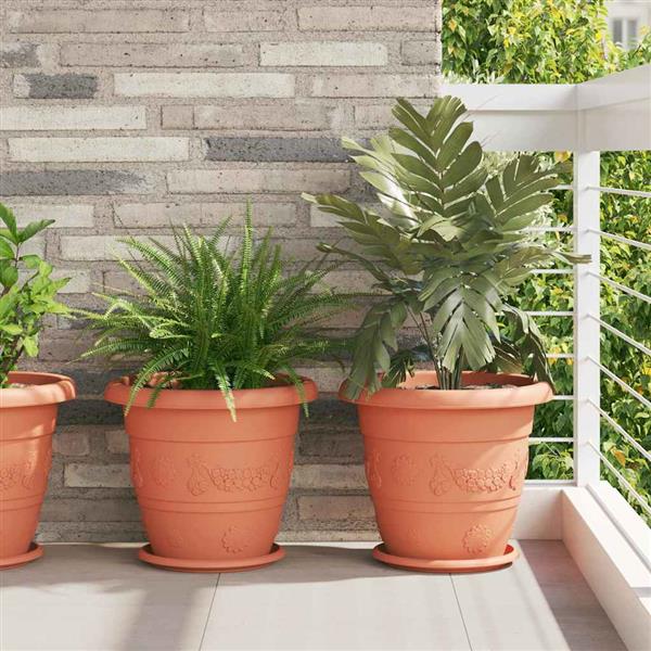 Grote foto vidaxl ronde bloempot 24 pcs baksteenrood 39 x 32 cm kunststof tuin en terras overige tuin en terras