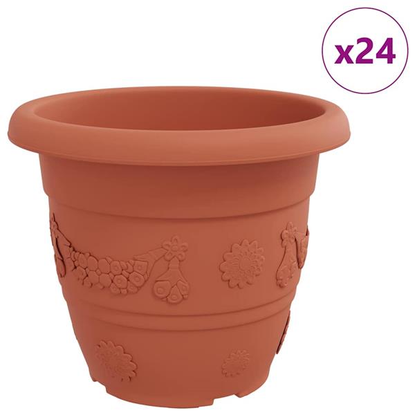 Grote foto vidaxl ronde bloempot 24 pcs baksteenrood 34 x 28 cm kunststof tuin en terras overige tuin en terras