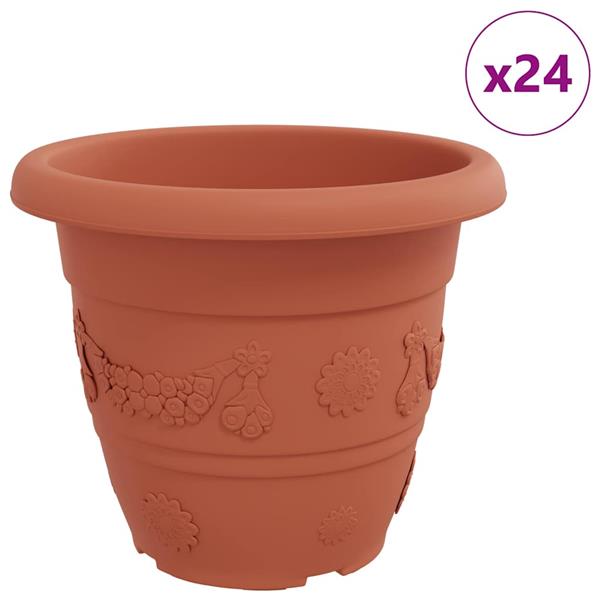 Grote foto vidaxl ronde bloempot 24 pcs baksteenrood 39 x 32 cm kunststof tuin en terras overige tuin en terras