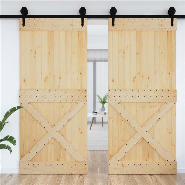 Grote foto vidaxl deur narvik naturel 100 x 210 cm massief grenenhout doe het zelf en verbouw deuren en horren