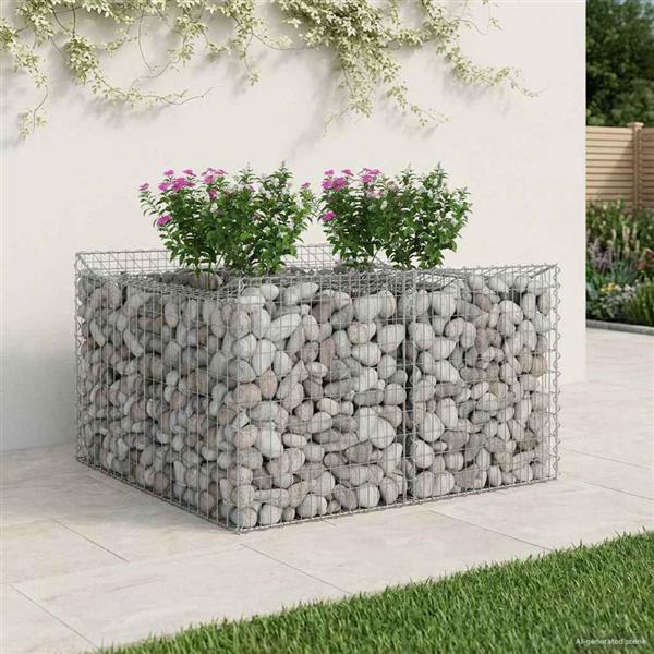 Grote foto vidaxl gabion verhoogd bed zilver 100 x 100 x 60 cm tuin en terras hekken en schuttingen