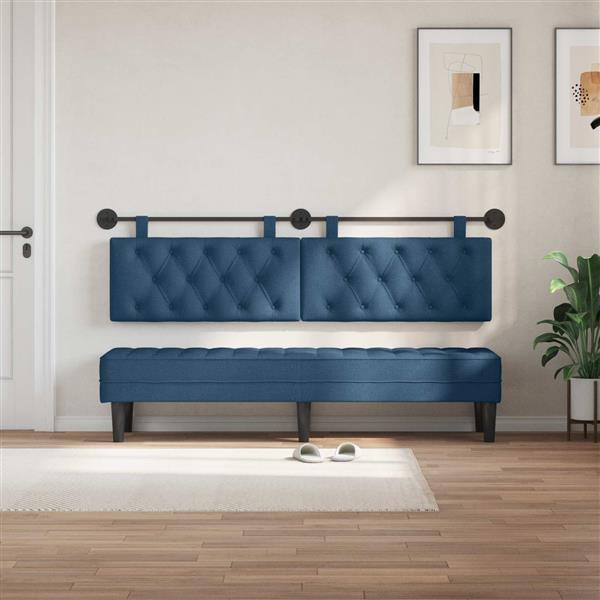 Grote foto vidaxl hangend hoofdeinde blauw stof antiek en kunst stoelen en banken