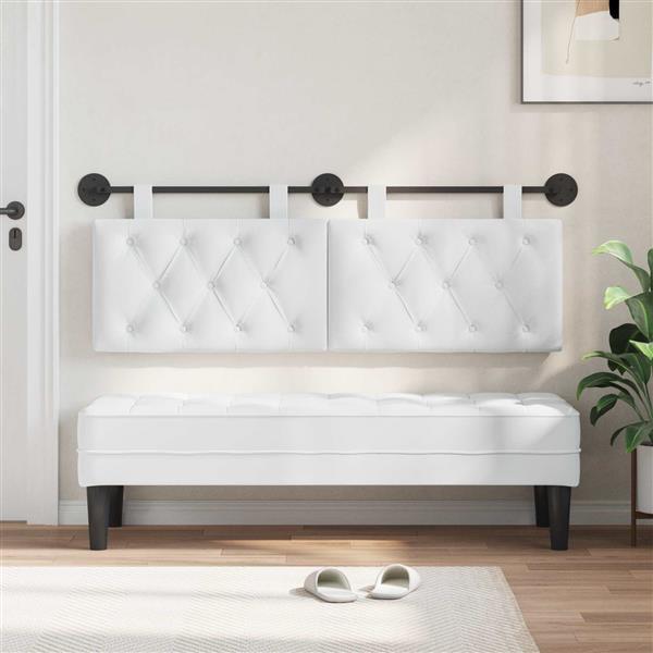 Grote foto vidaxl hangend hoofdeinde wit stof antiek en kunst stoelen en banken