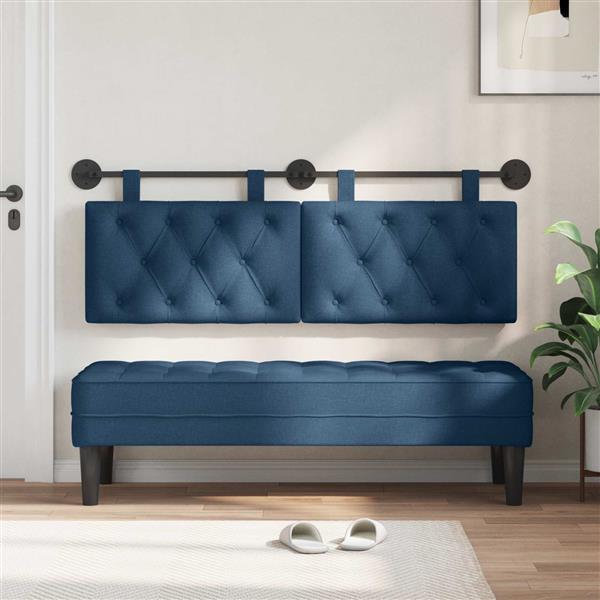 Grote foto vidaxl hangend hoofdeinde blauw stof antiek en kunst stoelen en banken