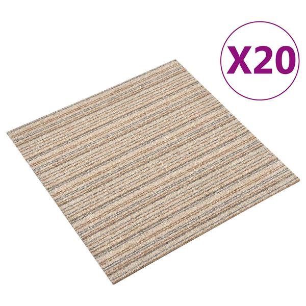 Grote foto vidaxl tapijt 20 pcs gestreept beige 50 x 50 cm 100 polypropyleen huis en inrichting vloerbedekking en kleden