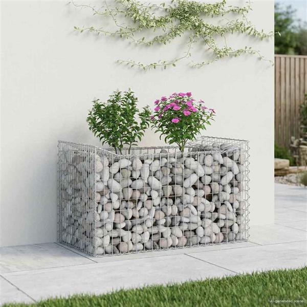 Grote foto vidaxl gabion verhoogd bed zilver 50 x 100 x 60 cm tuin en terras hekken en schuttingen