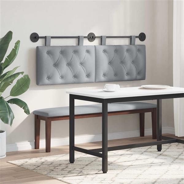 Grote foto vidaxl hangend hoofdeinde lichtgrijs stof antiek en kunst stoelen en banken