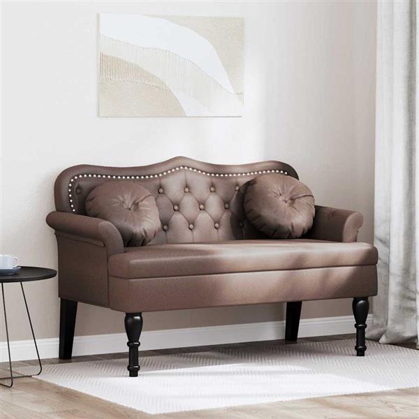 Grote foto vidaxl chesterfield bank met kussen bruin 120 5 x 65 x 75 cm nep leer huis en inrichting overige huis en inrichting