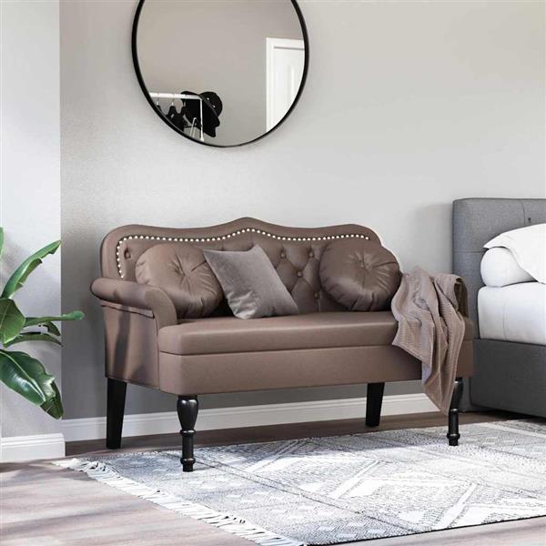 Grote foto vidaxl chesterfield bank met kussen bruin 120 5 x 65 x 75 cm nep leer huis en inrichting overige huis en inrichting
