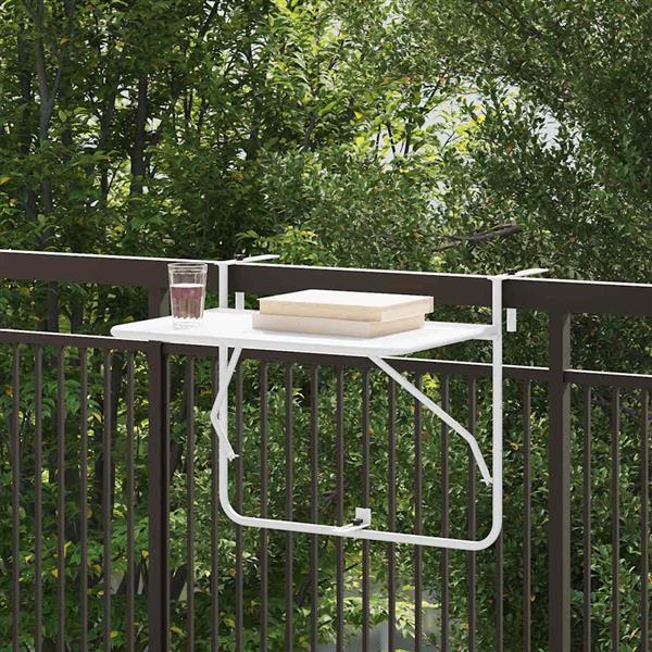 Grote foto vidaxl hangende balkon tafel wit 60 x 39 x 65 cm staal tuin en terras tuinmeubelen