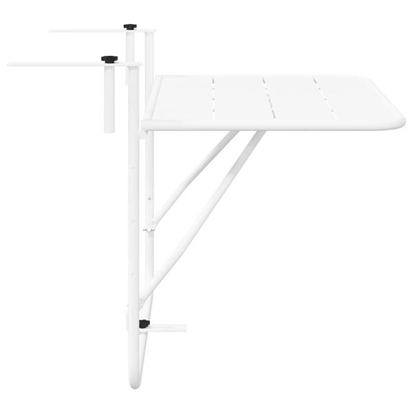 Grote foto vidaxl hangende balkon tafel wit 60 x 39 x 65 cm staal tuin en terras tuinmeubelen