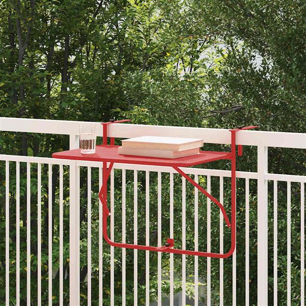 Grote foto vidaxl hangende balkon tafel rood 60 x 39 x 65 cm staal tuin en terras tuinmeubelen