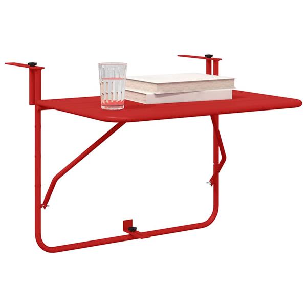 Grote foto vidaxl hangende balkon tafel rood 60 x 39 x 65 cm staal tuin en terras tuinmeubelen
