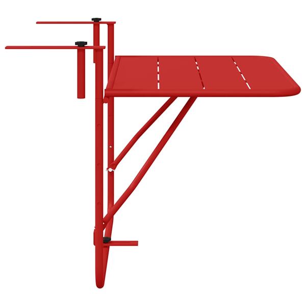 Grote foto vidaxl hangende balkon tafel rood 60 x 39 x 65 cm staal tuin en terras tuinmeubelen