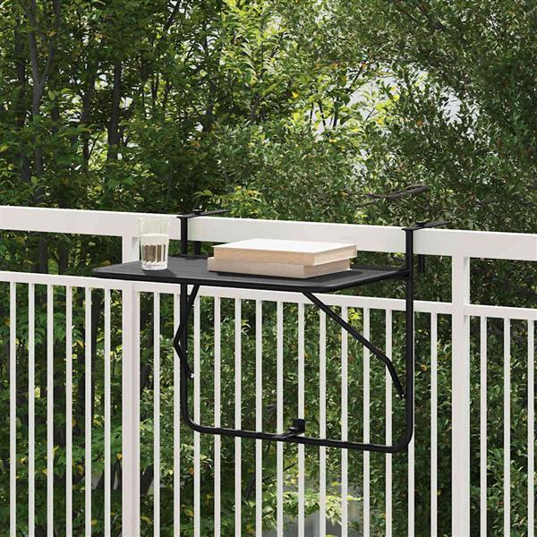 Grote foto vidaxl hangende balkon tafel zwart 60 x 39 x 65 cm staal tuin en terras tuinmeubelen