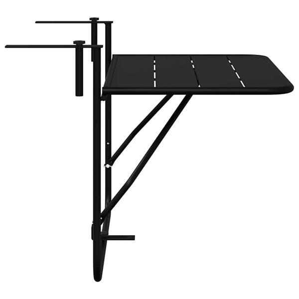 Grote foto vidaxl hangende balkon tafel zwart 60 x 39 x 65 cm staal tuin en terras tuinmeubelen