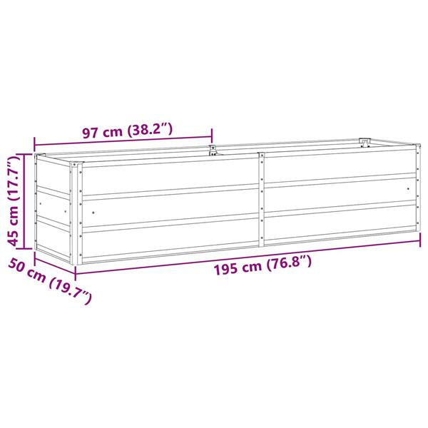 Grote foto vidaxl plantenbak antraciet 195 x 50 x 45 cm gegalvaniseerd staal tuin en terras overige tuin en terras