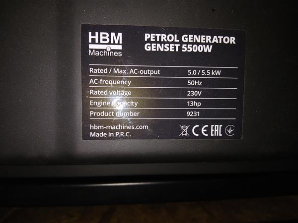 Grote foto stroom aggregaat hbm machines 5500w doe het zelf en verbouw aggregaten