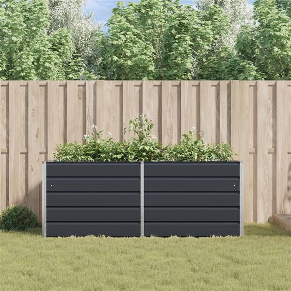 Grote foto vidaxl plantenbak antraciet 195 x 100 x 75 cm gegalvaniseerd staal tuin en terras overige tuin en terras