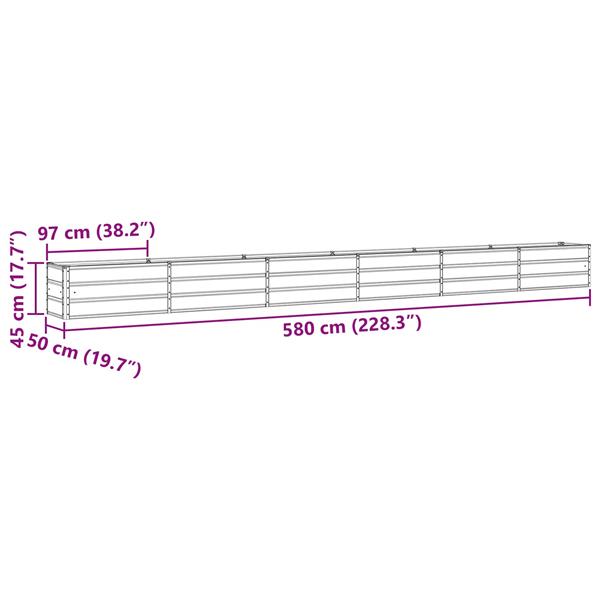 Grote foto vidaxl plantenbak antraciet 580 x 50 x 45 cm gegalvaniseerd staal tuin en terras overige tuin en terras