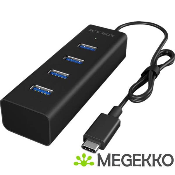 Grote foto icy box 4 poorten hub usb 3.0 zwart ib hub1409 c3 computers en software overige computers en software