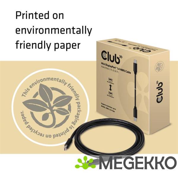 Grote foto club3d mini displayport 1.4 kabel hbr3 m m 2 meter computers en software overige