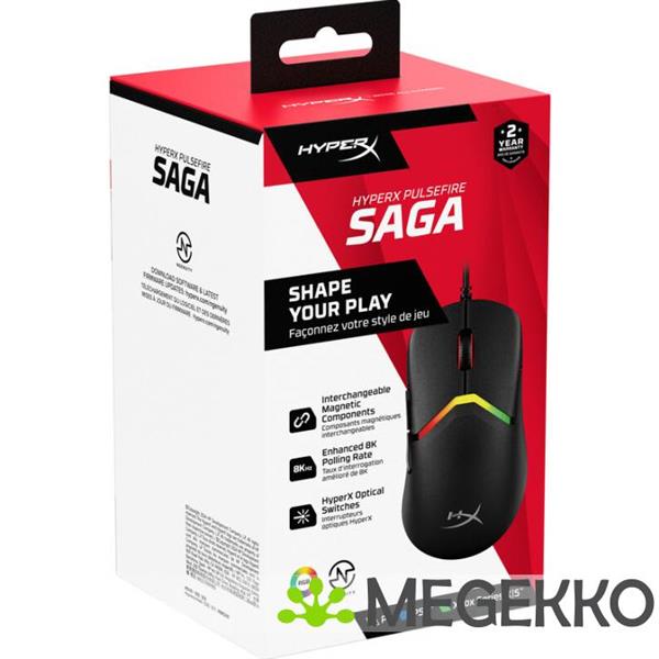 Grote foto hyperx pulsefire saga gaming muis zwart computers en software overige computers en software