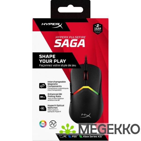 Grote foto hyperx pulsefire saga gaming muis zwart computers en software overige computers en software
