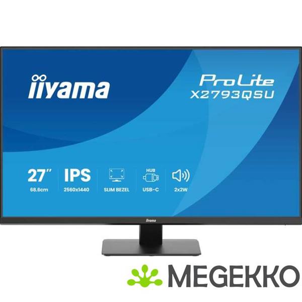 Grote foto iiyama prolite x2793qsu b1 27 quad hd ips usb c monitor computers en software overige computers en software
