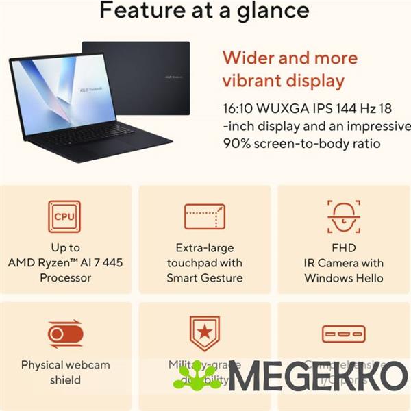 Grote foto asus vivobook 18 m1807ga s8004w 18 amd ryzen ai 7 computers en software overige computers en software
