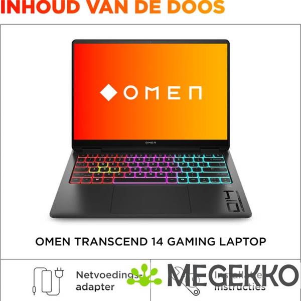 Grote foto hp omen transcend 14 fb1070nd 14 core ultra 9 rtx 5070 gaming laptop computers en software overige computers en software