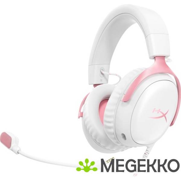 Grote foto hyperx cloud iii bedrade gaming headset in wit roze audio tv en foto koptelefoons
