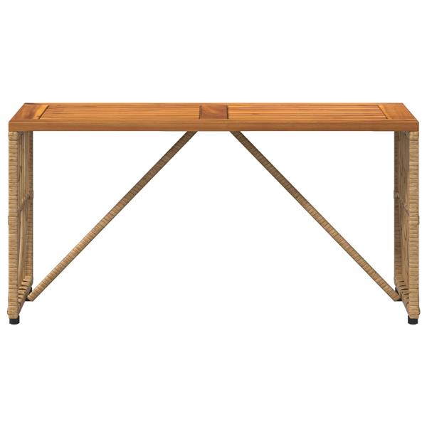 Grote foto vidaxl buiten tafel naturel 80 x 40 x 40 cm staal en poly rattan tuin en terras tuinmeubelen