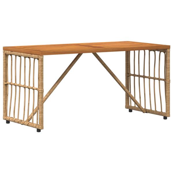 Grote foto vidaxl buiten tafel naturel 80 x 40 x 40 cm staal en poly rattan tuin en terras tuinmeubelen