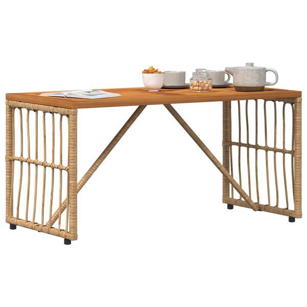 Grote foto vidaxl buiten tafel naturel 80 x 40 x 40 cm staal en poly rattan tuin en terras tuinmeubelen